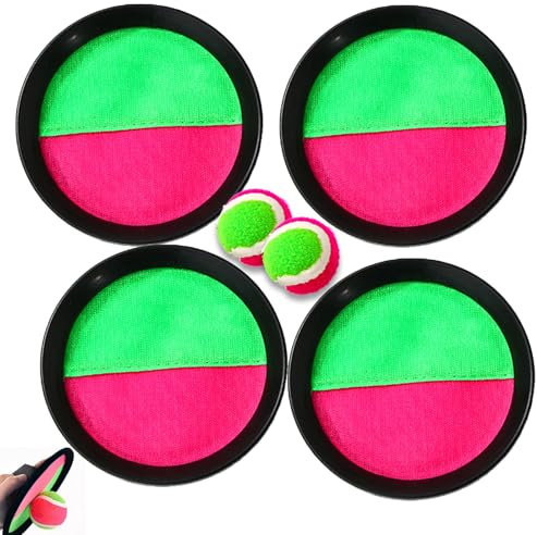 Da Spiaggia Cattura il Gioco, Giochi in Velcro, Giochi Spiaggia, Gioco da Lancio All'aperto, Set di Palline in Velcro con 4 Pagaie in Velcro e 2 Palline in Velcro