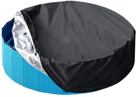 Blogiiup Dog Pool Cover 63x12in Waterproof Dustproof UV Protection Dog Bath Cover with Drawstring and Handle Breathable 420D Round Pool Cover for Pet Outdoor, Dog Swimming Pool Cover