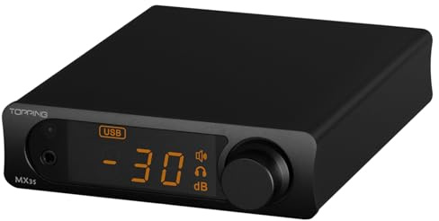 TOPPING MX3s Headphone Amplifier DAC with 62Wx2 Merus Class D, 700mW*2 Headphone Power, AK4377 Chip,and Support USB/Bluetooth/Opt/Coax/AUX Input (Black)