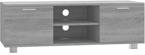 vidaXL TV Schrank TV Möbel Lowboard Fernsehschrank TV Tisch Beistellschrank HiFi-Schrank mit 4 Fächern Grau Sonoma 120x40,5x35cm Holzwerkstoff