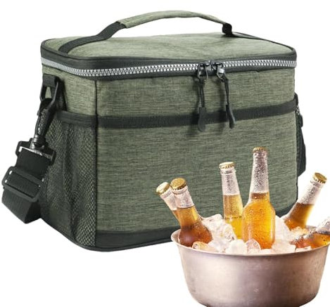 Rproonay Bolsa de almuerzo aislada, bolsa de hielo frío con aislamiento a prueba de fugas, lonchera aislada, bolsa de refrigeración, correa de hombro ajustable, fácil de usar, portátil para