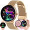 ZPIMY 1,19” AMOLED Diamant Smartwatch Damen mit Telefonfunktion, 5ATM Fitnessuhr mit Schrittzähler Herzfrequenz SpO2, Schlafmonitor, Sportuhr Aktivitätstracker für Android iOS, (Gold)