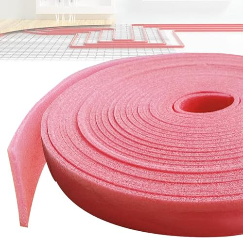 YushengTai Rosa Randdämmstreifen,5cm x 8mm x 10m, Randdämmstreifen Selbstklebend, Randdämmstreifen für Ausgleichsmasse Zur Abdichtung Zwischen Fußbodenheizungsplatten und Wänden(Rosa)