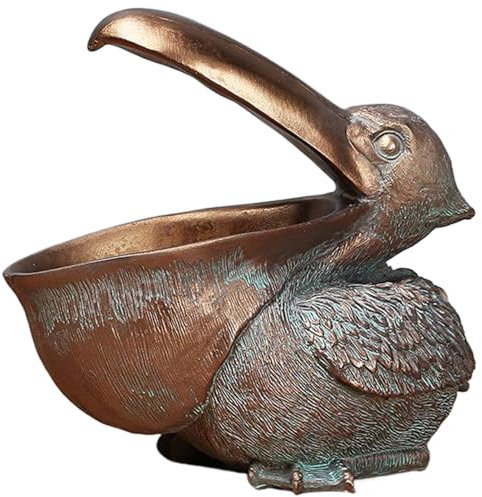 Veesper Pelican Statue Key Bowl,Creativity Big Mouth Pelican Candy Dish,Pelican Birds Statues Toucan Figurines Entrance Candy Keys Bowl Storage Basket Ornament for Home