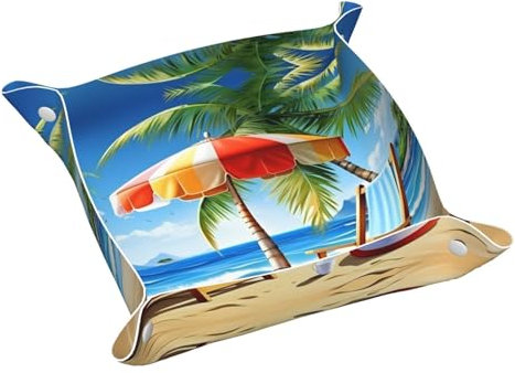 Phayah Tablett für Strandschirm, Liege, Leder, Schmuck, Nachttisch, Schreibtisch, kleine Auffangschale für Schlüssel, Geldbörse, Uhr, Münze