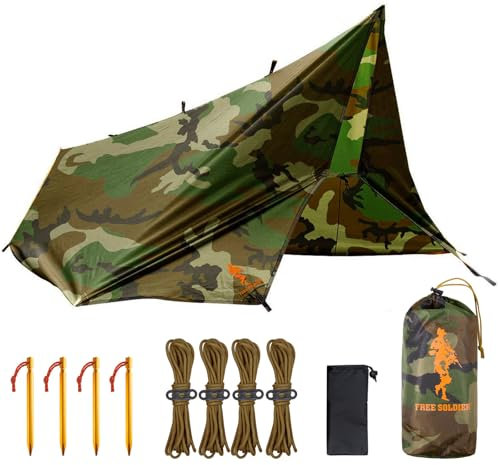 FREE SOLDIER Bâche de Tente imperméable 4 x 4 m Ultra légère Protection UV Camping Voile d'ombrage Tente d'extérieur Grande bâche pour Camping, randonnée, activités de Plein air