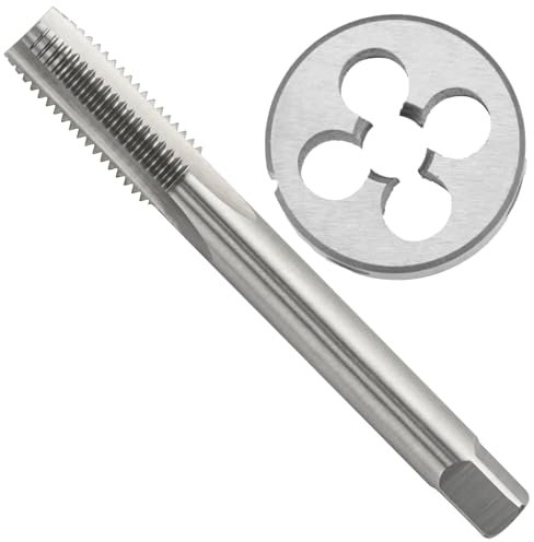 Aceteel Jeu de tarauds et filières BSW 1/4-20 pour filetage machine et filière ronde pour droitier