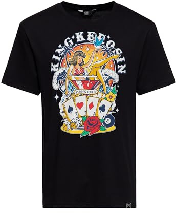 King Kerosin Herren T-Shirt Las Vegas · Pinup · Rockabilly · Regular Fit · Print · Artwork · Shirt · Retro · Vintage · Herrenshirt · Kurzarm · Rundhals · 50s · Man's Ruin