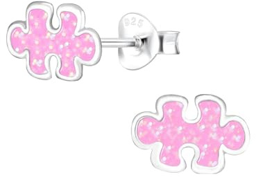 Monkimau Mädchen Ohrringe Puzzle | Ohrstecker aus 925 Sterling Silber | Kinderohrringe hypoallergen