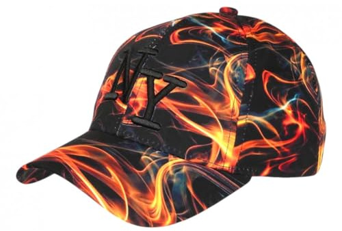 NY Flame Orange Schwarz Streetwear Fashion New York Cap, Orange, One size