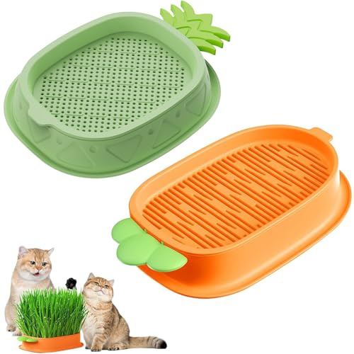 2 Pezzo Vaso per Erba Per Gatti, Vaso Idroponico per Erba Gatta, Kit per La Coltivazione di Erba Gatta, Vassoio Semi Germinazione Idroponica per La Crescita Dell'Erba dei Gatti Fioriera per Erba Gatta