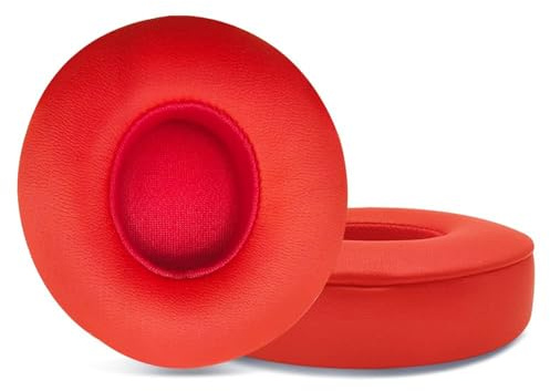 Earpads Cushions Replacement for Beats Solo 2 & Solo 3 Wireless On-Ear Headphones, Ear Pads with Soft Vegan Leather, Extra Comfort Solo 2.0 3.0 (Red)