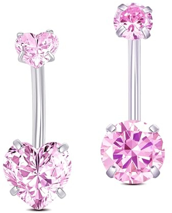Gojewen 14G Piercing Nombril Acier Chirurgical Nombril Piercing Argent Or Nombril Piercing Bijoux