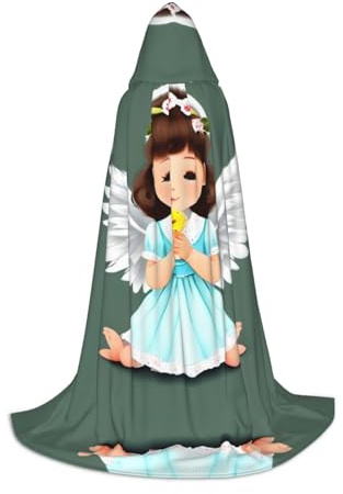 PHAYAH Süßer kleiner Engel Muster Halloween Erwachsene Kapuze Robe Umhang Damen Herren Halloween Dress Up Party Cosplay Kostüme, Schwarz, Größe L