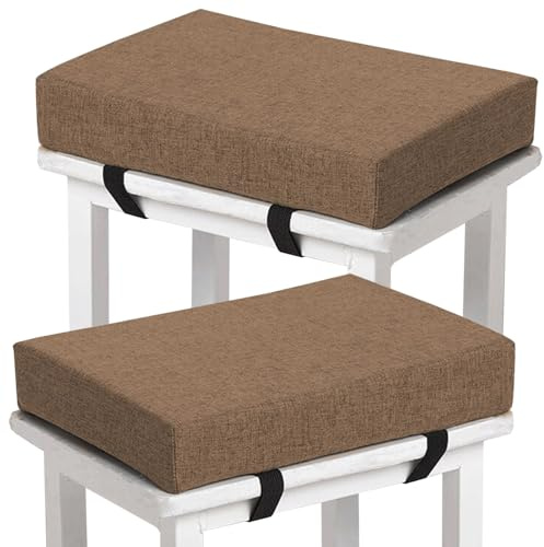 Juego De 2/4 Cojín para Silla, 30/40/45cm Espesor de 3/5/8cm con Hebilla Antideslizante, Cojín de Asiento Suave para Taburete, Jardín, Interior, Exterior, la Escuela(Coffee color,2pcs 30x40x5cm)