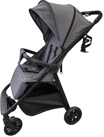 Eurochoise SX 101 Kinderwagen – Leichter Buggy klappbar bis 22 kg | Reisebuggy mit Einhand-Faltsystem, verstellbarer Rückenlehne, Sonnenverdeck & großem Einkaufskorb | für Baby 0–48 Monate - Grau