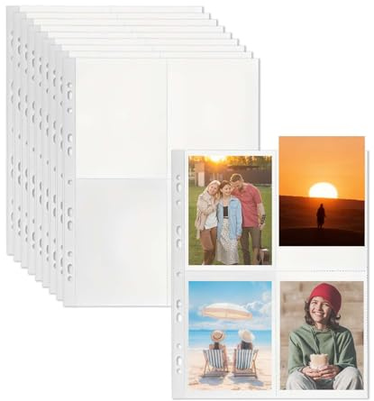 40 Stück Fotohüllen A4 Fotohüllen Transparent Postkartenhüllen 4 Fächer 320 Doppelseitige