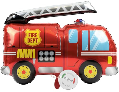 balloa Folienballon XXL Feuerwehrauto, Deko zum Kindergeburtstag, 79 cm | Feuerwehrauto-Design mit Details, XXL, heliumgeeignet, ungefüllt, Deko für Feuerwehrparty und Kindergeburtstag