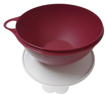 Tupperware Rührschüssel Maximilian Salat Schüssel mit Deckel Salatbar Hefeteig Peng 4,5 Liter weinrot weiß