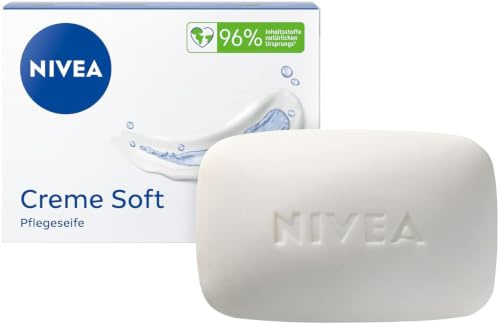 NIVEA Creme Soft Pflegeseife, pflegende und feuchtigkeitsspendende Handseife mit Mandel-Öl, feste Seife für eine schonende Reinigung und sanfte Pflege (100 g) (Packung mit 7)