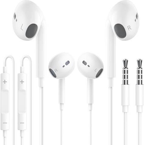 2 Pack 3.5 mm Wired Headphones, In Ear Earphones Wired Earbuds Headset | Headphones with Microphone and remote sound control Compatible With iPhone, Tablets, Laptops, MP3/MP4 (Universal 3.5mm Jack)