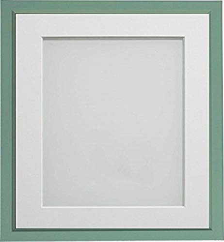 Frame Company Drayton Range 14 x 11 inch Green Picture Photo Frame with White Mount for Image Size 13 x 9 inch, 14 x 11 inch 13 x 9 inch