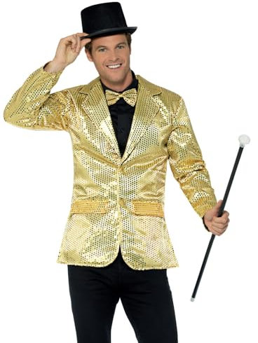 Smiffys Pailletten-Jackett, Gold, Herren