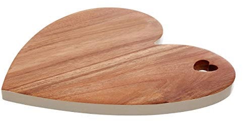 Premier 1104694 Socorro Round White Edge-Tabla de Cortar, Madera de Acacia, Naturaleza