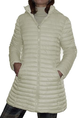 Fantasy Giacca Lunga 100gr. Leggero Mezze Stagioni Trapuntino Donna Taglia Comoda (Panna, 54 IT Donna)
