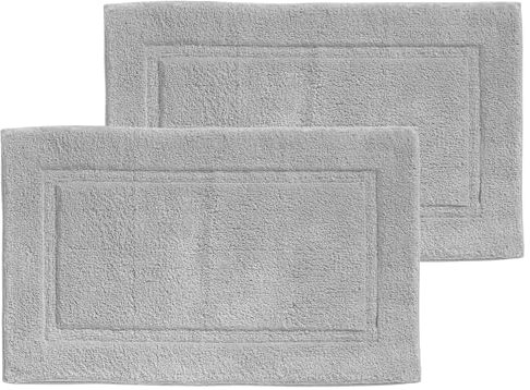 mDesign Badematte aus 100% Baumwolle, weicher rechteckiger Badezimmerteppich im Hotel-Stil, Plüsch, wasserabsorbierend, Badematte für die Badewanne/Dusche, maschinenwaschbar, Baumwoll-Badteppich, 2