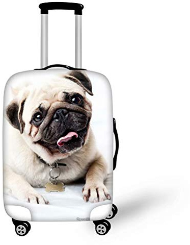 chaqlin Elastische staubdichte Reisegepäck-Schutzhülle Weltkarte Trolley Gepäck Schutz Hülle für 45,7-81,3 cm Gepäck Mehrfarbig Schöner Mops M(22-24 cover)