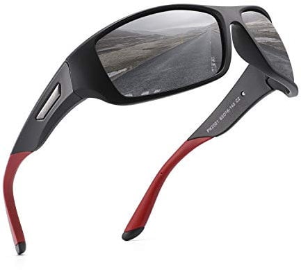 PUKCLAR Sonnenbrille Herren Polarisierte Sportbrille Radsportbrillen Fahrerbrille UV400 Schutz Cat 3 TR90