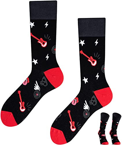 TODO Colours Lustige Socken mit Motiv - Mehrfarbige, Bunte, Verrückte für Herren und Damen (39-42, Rock and Roll Socken)