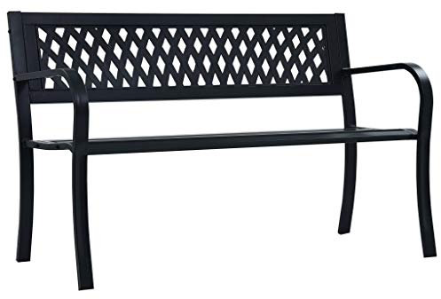 vidaXL Gartenbank Gartenbank Parkbank Sitzbank Gartenmöbel Metallbank Bank Balkonbank Terrassenbank Garten Balkon Terrasse 125cm Schwarz Stahl