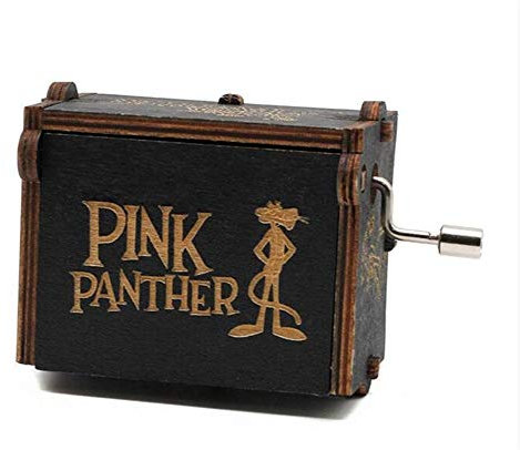Cuzit Caja de música de juguete de pantera rosa con manivela de madera, caja musical, regalos para cumpleaños, Navidad, día de San Valentín