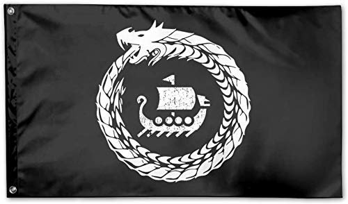Hdadwy Drapeau de Jardin Graphique Lion of Judah Drapeau 3 X 5 pour bannière de décoration extérieure Noir, mythologie Nordique Viking, Taille Unique