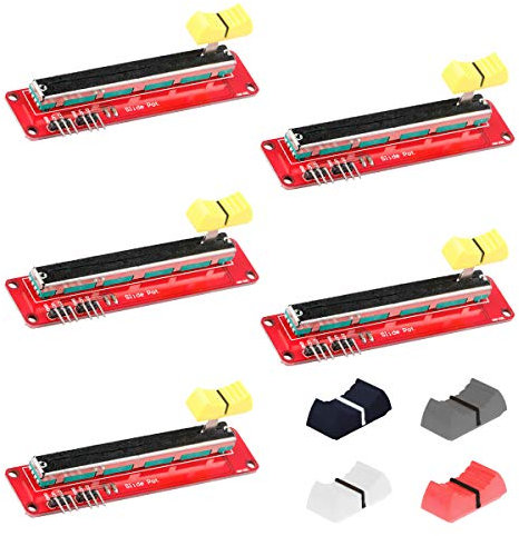 Youmile 5 Stück 10K Logarithmisches Objektträger Potentiometer Analoger Sensor 3.3V 5V Protokoll Objektträger Modul mit zwei Ausgängen für Arduino AVR mit 4PCS Potentiometerkappe