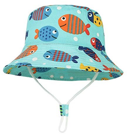 GEMVIE Sonnenhut für Neugeborene, Bucket, UV-Schutz, Anglerhut, Kinder, Mädchen, Sommer, Sonnenschutz für Strand, Urlaub, Reisen und Outdoor, hellblau, 1-2 Jahre
