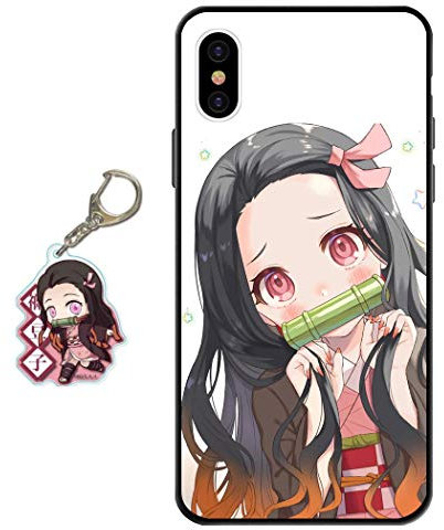 Staremeplz Compatible iPhone XS Case - Anime Design with Figure Keychain, Soft Silicone Flexible TPU Animation Phone Case