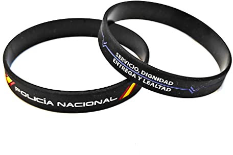 Pulsera de goma de silicona gruesa con diseño de Policía Nacional, Servicio, Dignidad, Entrega y Lealtad - 1 unidad