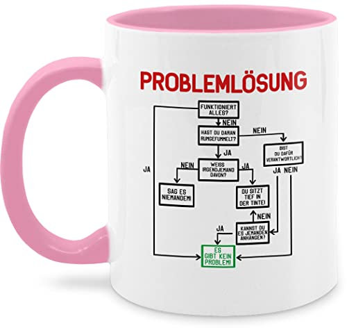 Shirtracer 325ml - Statement - Problemlösung - Rosa - lustige Kaffeetasse für Teenager oder Jugendliche