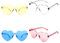 KINBOM 4 Stück Herz Brillen Set, Transparente Bonbonfarbe Rahmenlose Sonnenbrille Herz Sonnenbrille für Frauen Mädchen bei der Pool Geburtstagsfeier (Weiß, Gelb, Blau, Rosa)