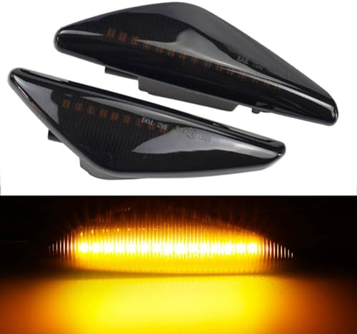 Kakulkomen 2pc LED Seitenblinker Blinker für B-MW X3 F25 X5 E70 X6 E71 E72 | Module Smoke Schwarz geeignet
