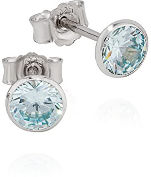 NKlaus Paire de clous d'oreilles calice en argent 925 5mm zirconium aigue-marine bleu clair pour femmes Boucles d'oreilles 11215