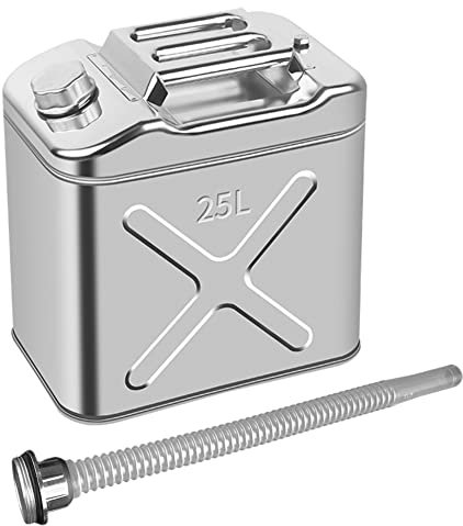 Huamengyuan 10L/20L/25L Bidon De Carburant,RéServoir De Voiture en Acier Inoxydable 304, avec 3 PoignéEs, FûT à Huile en MéTal, FûT à Vin Ignifuge Antistatique pour Eau, Essence, Alcool