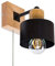 alfalux Wandleuchte Innen Wandlampe Mit Schnur-Zugschalter LED Lampe Aus Holz Für Wohnzimmer Schlafzimmer Kinderzimmer Treppenhaus Wandlampen Wandleuchten SHWAND-SC10x10BU Schwarz