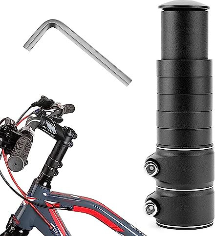 JAWAI Fahrrad Vorbau Höhenadapter, Fahrrad Gabelschaft Extender, mit Schraubenschlüssel, Fahrradlenker Erhöhung, Lenkererhöhung aus Aluminium, Lenkererhöhung, für MTB, Rennrad, Stadträder (Schwarz)