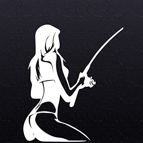 FAiruo Sexy Girl Go Fishing Sticker Bucket Tackle Shop Fishhook Sticker Fish Tank Boat Box Funny Vinyl Car Decal (Color : A, Size : 25cm x 21cm)