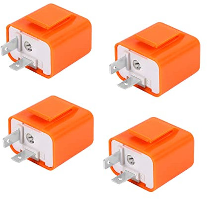 CGEAMDY 4 Stück Einstellbares Blinkrelais Kompatibel, 12 Volt Blinkgeber Blinkfrequenzkontroll Relai für Motorräder, 2 Pin Car Relais für Auto Truck Motor Relay(Orange)