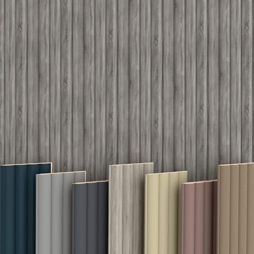 WAVE Lamellen 2,75m HEXIM - MDF Holz Lamellenwand Wandpaneele Lamellenverkleidung Wandverkleidung Lamellenpaneele Holzpaneele Natur (16 Paneele & Zubehör, Wave Standard Vintage Oak)